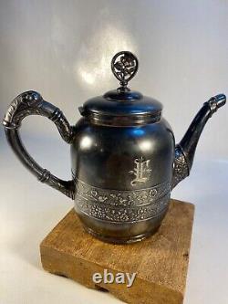 Antique Acme Silver Plate Co. Boston Quadruple Plate Formal Tea Service Set