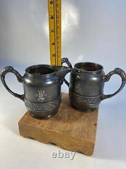 Antique Acme Silver Plate Co. Boston Quadruple Plate Formal Tea Service Set