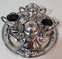 Antique Adelphi Silver Plate Company 4 Pcs Tea Set #839 PLUS Gorham Plate #YC455