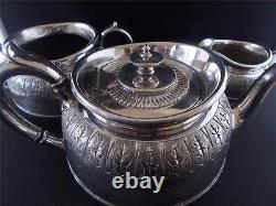 Antique Aesthetic Design Silver Plate Teaset Tea Set Teapot Sugar Bowl Milk Jug