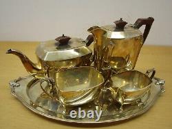 Antique Art Deco 5pc Stower & Wragg Sheffield EP Silver plate Tea Service & tray
