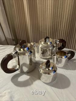 Antique Art Deco L'ECUYER Orfèvre, Paris Tea Coffee Set France Wood Silverplate