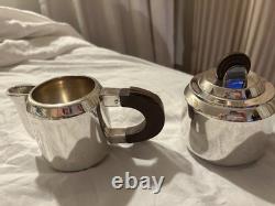 Antique Art Deco L'ECUYER Orfèvre, Paris Tea Coffee Set France Wood Silverplate