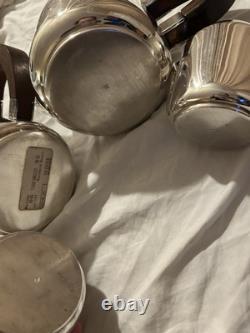 Antique Art Deco L'ECUYER Orfèvre, Paris Tea Coffee Set France Wood Silverplate