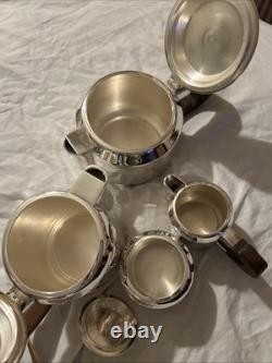 Antique Art Deco L'ECUYER Orfèvre, Paris Tea Coffee Set France Wood Silverplate