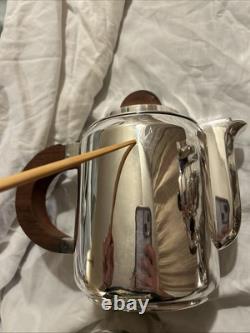 Antique Art Deco L'ECUYER Orfèvre, Paris Tea Coffee Set France Wood Silverplate