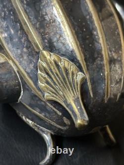 Antique Art Deco Silver Plated Teapot Pumpkin Fluted Design