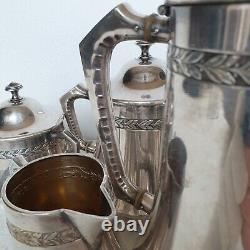 Antique Art Nouveau Deco WMF Tea Coffee Set Silver Plate 1900 German Jugendstil