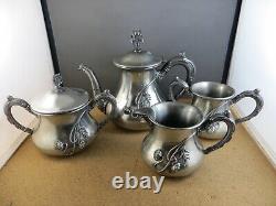 Antique Art Nouveau Floral Webster Silver Plate Teapot Tea Service Set 678