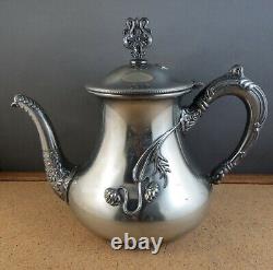 Antique Art Nouveau Floral Webster Silver Plate Teapot Tea Service Set 678