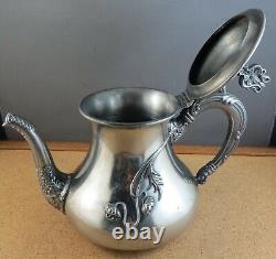 Antique Art Nouveau Floral Webster Silver Plate Teapot Tea Service Set 678