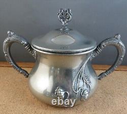 Antique Art Nouveau Floral Webster Silver Plate Teapot Tea Service Set 678