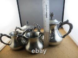 Antique Art Nouveau Floral Webster Silver Plate Teapot Tea Service Set 678