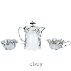 Antique Art Nouveau coffee tea service WMF silver plate gilt sugar bowl creamer