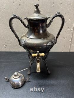 Antique BARBOUR Quadruple Silver Plate Samovar Hot Water Tea Coffee Urn #2435
