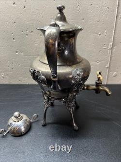 Antique BARBOUR Quadruple Silver Plate Samovar Hot Water Tea Coffee Urn #2435