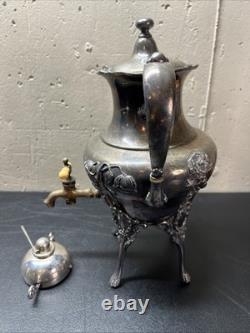 Antique BARBOUR Quadruple Silver Plate Samovar Hot Water Tea Coffee Urn #2435