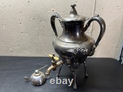 Antique BARBOUR Quadruple Silver Plate Samovar Hot Water Tea Coffee Urn #2435