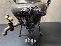 Antique BARBOUR Quadruple Silver Plate Samovar Hot Water Tea Coffee Urn #2435