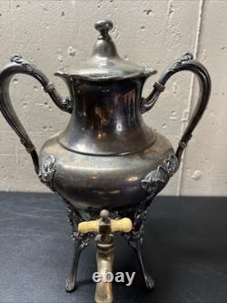 Antique BARBOUR Quadruple Silver Plate Samovar Hot Water Tea Coffee Urn #2435