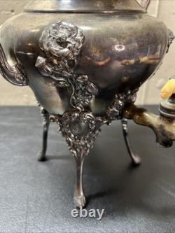 Antique BARBOUR Quadruple Silver Plate Samovar Hot Water Tea Coffee Urn #2435