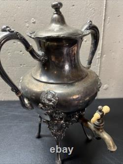 Antique BARBOUR Quadruple Silver Plate Samovar Hot Water Tea Coffee Urn #2435