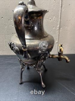 Antique BARBOUR Quadruple Silver Plate Samovar Hot Water Tea Coffee Urn #2435
