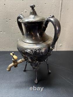 Antique BARBOUR Quadruple Silver Plate Samovar Hot Water Tea Coffee Urn #2435