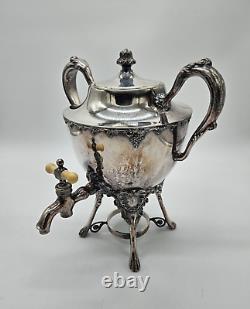 Antique BARBOUR Quadruple Silver Plate Samovar Hot Water Tea Coffee Urn #2440