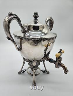 Antique BARBOUR Quadruple Silver Plate Samovar Hot Water Tea Coffee Urn #2440