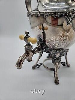 Antique BARBOUR Quadruple Silver Plate Samovar Hot Water Tea Coffee Urn #2440