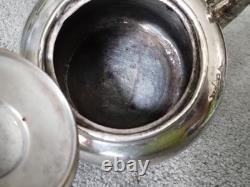 Antique BJ Benjamin W Mayo Co Silver Plate Aesthetic Birds Sunflowers Tea Pot