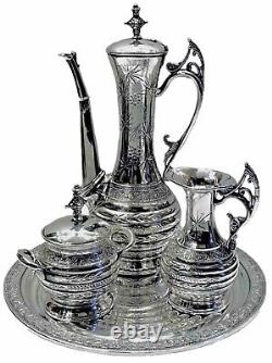 Antique Barbour Bros Silverplate Aesthetic Period Turkish Revival Tea Set c. 1882