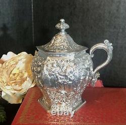 Antique Barbour Silver Co. Silver Plated Tea Set Dutch Repousse Scenes Set