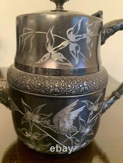 Antique Barbour Victorian Silver Plate Hand Chased EPNS 5 Piece Tea Set Repousse