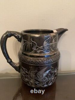 Antique Barbour Victorian Silver Plate Hand Chased EPNS 5 Piece Tea Set Repousse