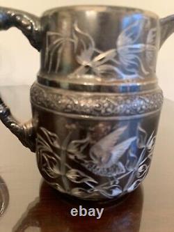 Antique Barbour Victorian Silver Plate Hand Chased EPNS 5 Piece Tea Set Repousse