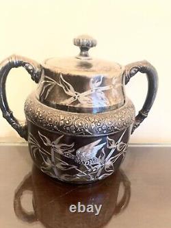 Antique Barbour Victorian Silver Plate Hand Chased EPNS 5 Piece Tea Set Repousse