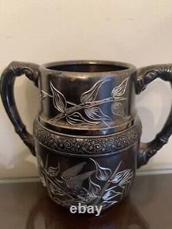 Antique Barbour Victorian Silver Plate Hand Chased EPNS 5 Piece Tea Set Repousse