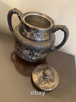 Antique Barbour Victorian Silver Plate Hand Chased EPNS 5 Piece Tea Set Repousse