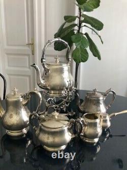 Antique Beautiful Large 7 Piece Silverplate Tea /Coffee Pot Set