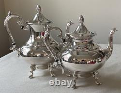 Antique Birmingham Silver Co. Silver On Copper 6 Piece Tea Set