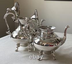 Antique Birmingham Silver Co. Silver On Copper 6 Piece Tea Set