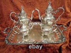 Antique Birmingham Silver Company Silverplate Tea & Coffee Service Set withtray