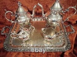 Antique Birmingham Silver Company Silverplate Tea & Coffee Service Set withtray