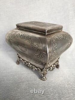 Antique Bombe Tea Caddy Casket Embossed Sheffield Silver Plate Samuel Coulson