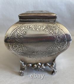 Antique Bombe Tea Caddy Casket Embossed Sheffield Silver Plate Samuel Coulson