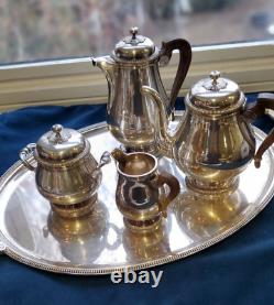 Antique Christofle Gallia Coffee and Tea Set Silver Plate 5 Piece