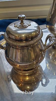 Antique Christofle Gallia Coffee and Tea Set Silver Plate 5 Piece