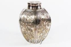 Antique Christofle Silver Plate Chinoiserie Tea Caddy